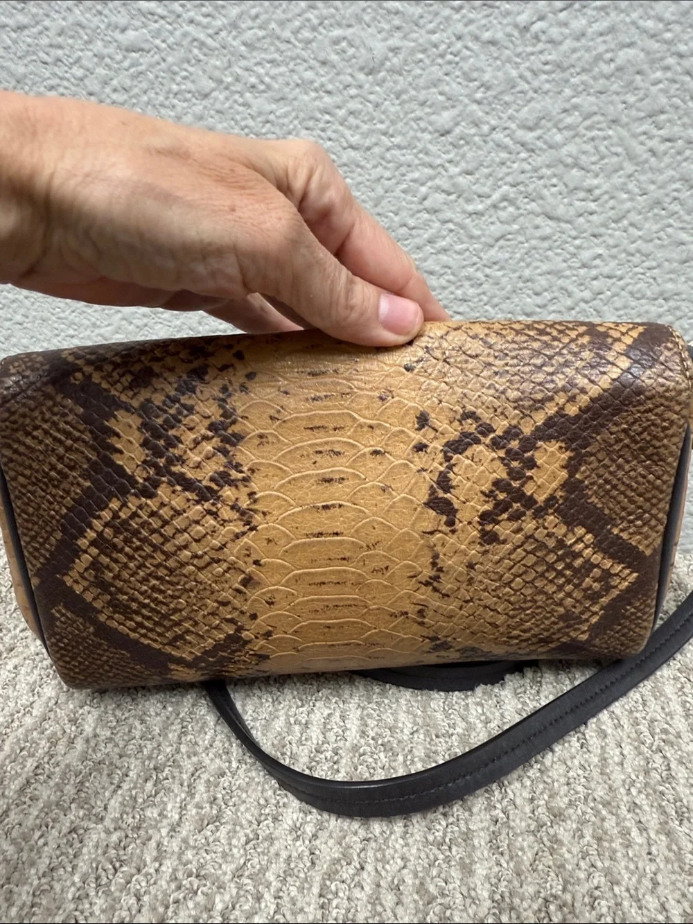 Vintage Y2K Coach Snake-Embossed Crossbody Bag in Brown and Black